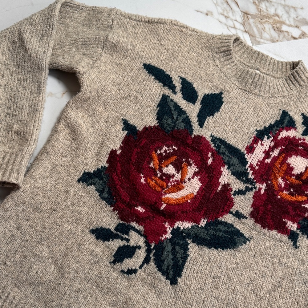 Abercrombie & Fitch Wool Blend Floral Pull Over Sweater Sz S Graphic Spring